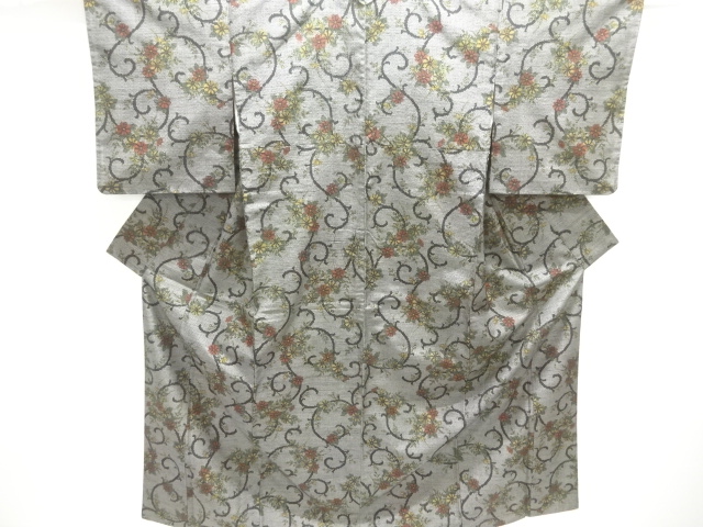 JAPANESE KIMONO / TOKAMACHI TSUMUGI / WOVEN FLOWER ARABESQUE
